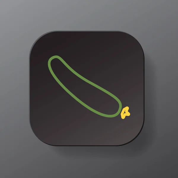 Black Square Button Cucumber Vegetable Outline Icon Green Zucchini Plate — стоковый вектор