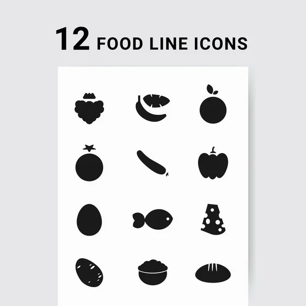 Vector Illustration Dietary Nutrition Food Outline Icon Set Strawberry Banana — Stock Vector