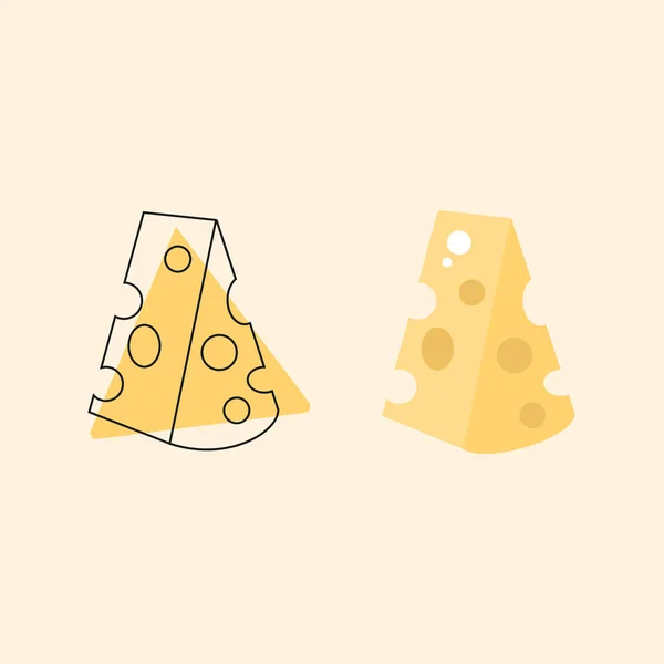 Peynir Çizgisi Simgesi Logosu Vektör Illüstrasyonu Bej Arkaplanda Izole Edilmiş — Stok Vektör