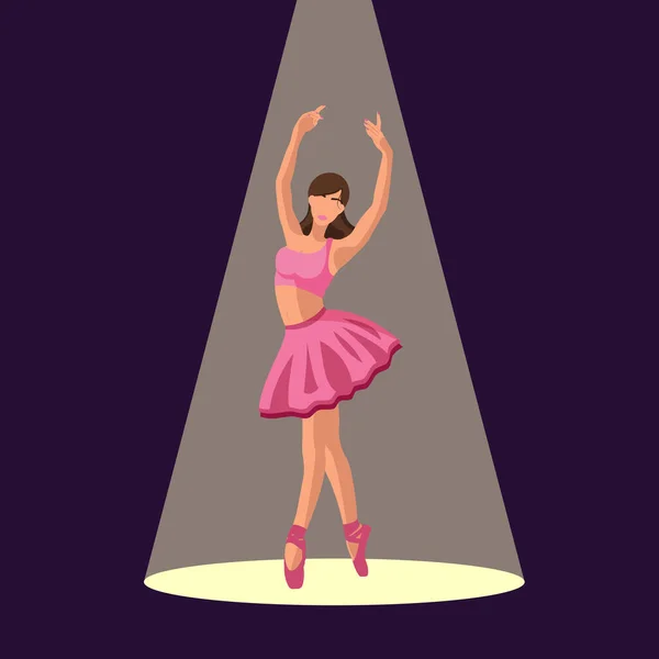 Ilustracja Wektora Klasycznego Baletu Biała Baletnica Kaukaska Różowej Spódnicy Szpiczastym — Wektor stockowy
