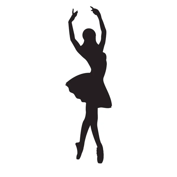 Vector Illustratie Klassiek Ballet Ballerina Silhouet Tutu Puntschoenen Dansend Witte — Stockvector