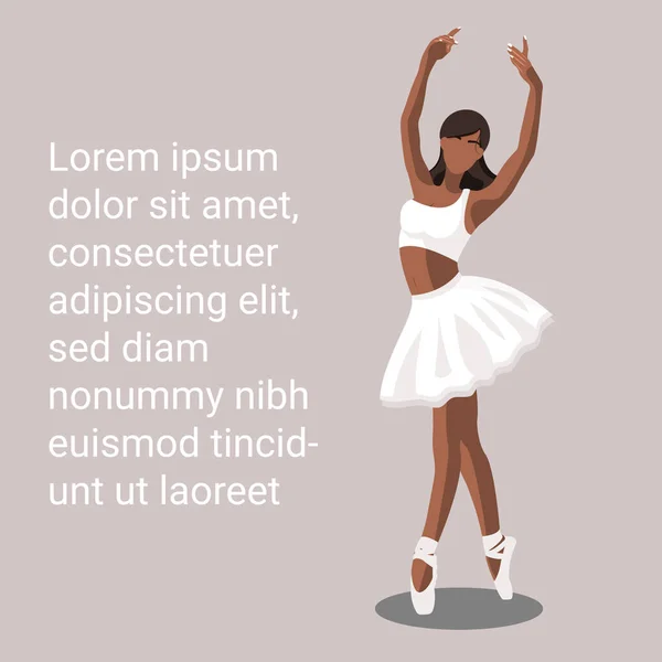 Bailarina Afroamericana Sin Rostro Tutú Blanco Zapatos Puntiagudos Bailando Sobre — Archivo Imágenes Vectoriales