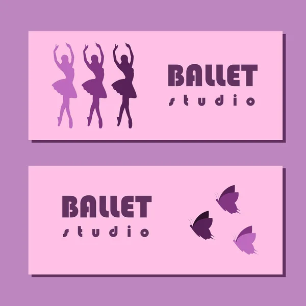 Návrh Lístků Divadla Vzor Letáku Baletní Školy Ballerina Silueta Tutu — Stockový vektor