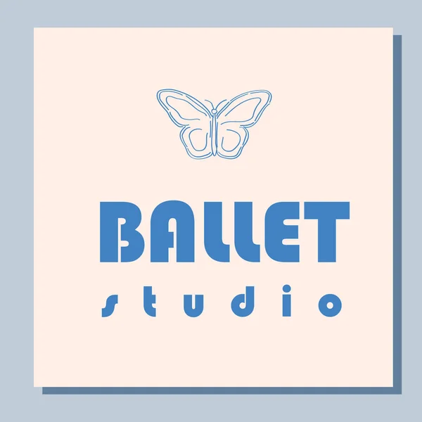 Theaterticket Ontwerp Ballet School Flyer Sjabloon Silhouet Van Een Blauwe — Stockvector