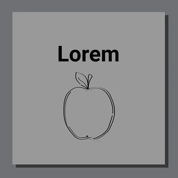 苹果果标识的轮廓 带有灰色背景的复制空白字 矢量说明 — 图库矢量图片