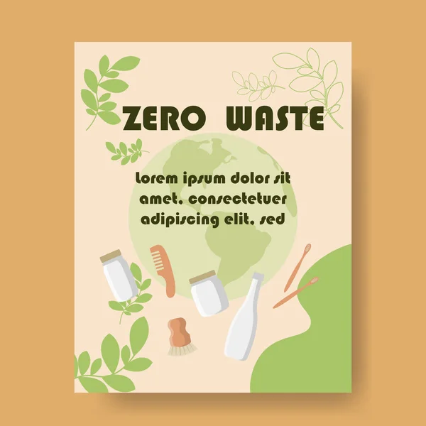 Zero Waste Infographic Vector Poster Card Environment Care Visualization Copy — Stock Vector