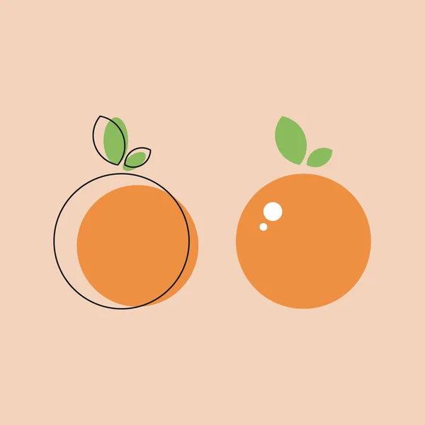 Arancione Contorno Icona Logo Illustrazione Vettoriale Linea Agrumi Segno Lineare — Vettoriale Stock
