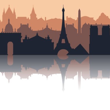 Paris City silueti. Silhouette City Paris Fransa geçmişi. Vektör illüstrasyonu