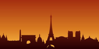 Paris City silueti. Silhouette City Paris Fransa geçmişi. Vektör illüstrasyonu