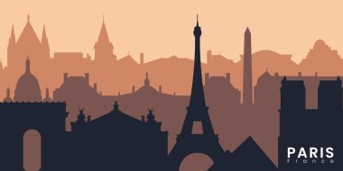 Paris City silueti. Silhouette City Paris Fransa geçmişi. Vektör illüstrasyonu