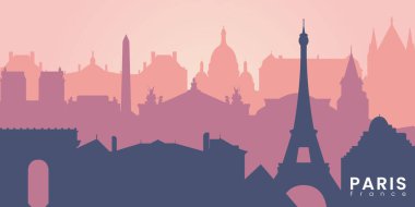 Paris City silueti. Silhouette City Paris Fransa geçmişi. Vektör illüstrasyonu