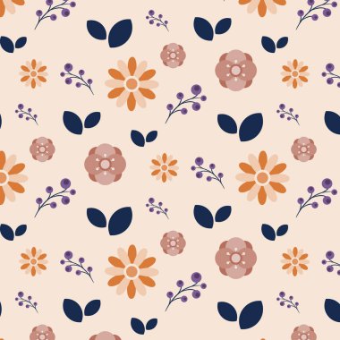 Yapraklar ve dallar vektörsüz desenli fırça. Soyut bitkiler çizimi