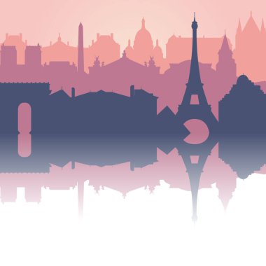 Paris City silueti. Silhouette City Paris Fransa geçmişi. Vektör illüstrasyonu