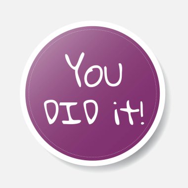 Pozitif ifade, vektör illüstrasyonlu mor renk çemberi şekil etiketi