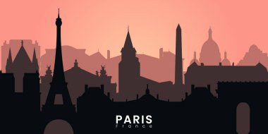 Paris City silueti. Silhouette City Paris Fransa geçmişi. Vektör illüstrasyonu