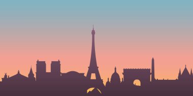 Paris City silueti. Silhouette City Paris Fransa geçmişi. Vektör illüstrasyonu
