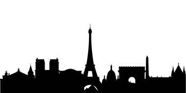Paris şehir anıtlarının silueti. Vektör illüstrasyonu