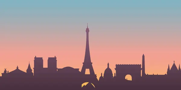 Horizonte Paris City Silhouette City Paris França Fundo Ilustração Vetorial — Vetor de Stock