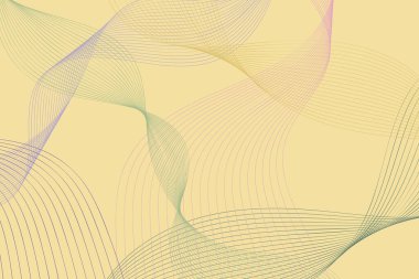 Üzerinde dalgalı çizgiler olan parlak sarı ve mor bir arkaplan. Renkler zıt ve dalgalar dinamik ve canlı bir görsel etki yaratıyor.