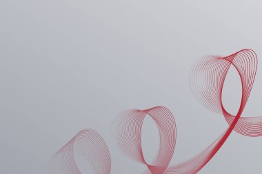 Canlı kırmızı bir kurdelenin ayrıntılı yakın plan görüntüsü el değmemiş beyaz bir arkaplana yerleştirilmiş.