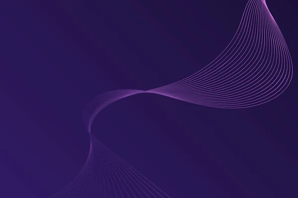 Digital Art Concept Smooth Purple Lines Creating Wavy Pattern Dark — Stock Vector