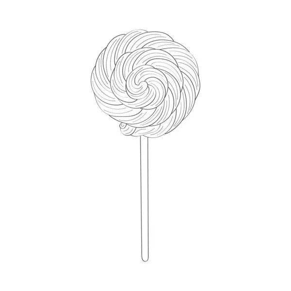 这幅手绘的插图描绘了一根棒子上的棒棒糖 棒棒糖的特点是在简单的背景下旋转 — 图库矢量图片
