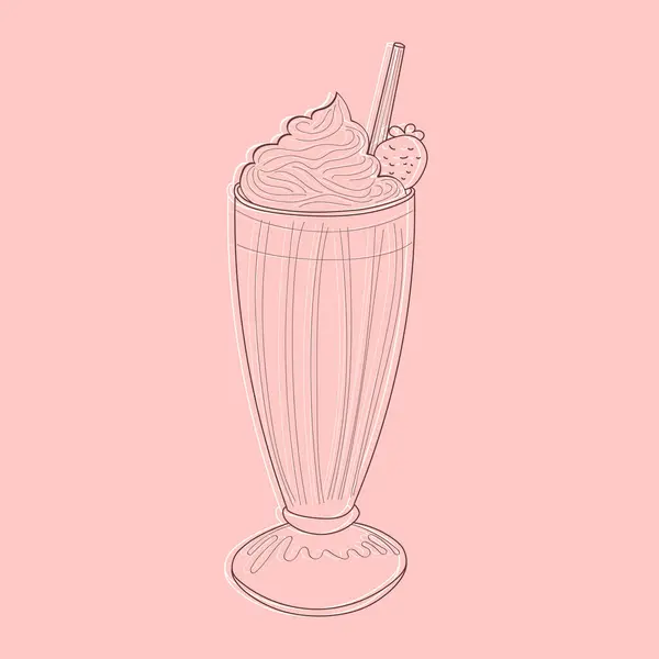 Une Gribouille Milkshake Avec Une Paille Peinte Main Avec Soin — Image vectorielle