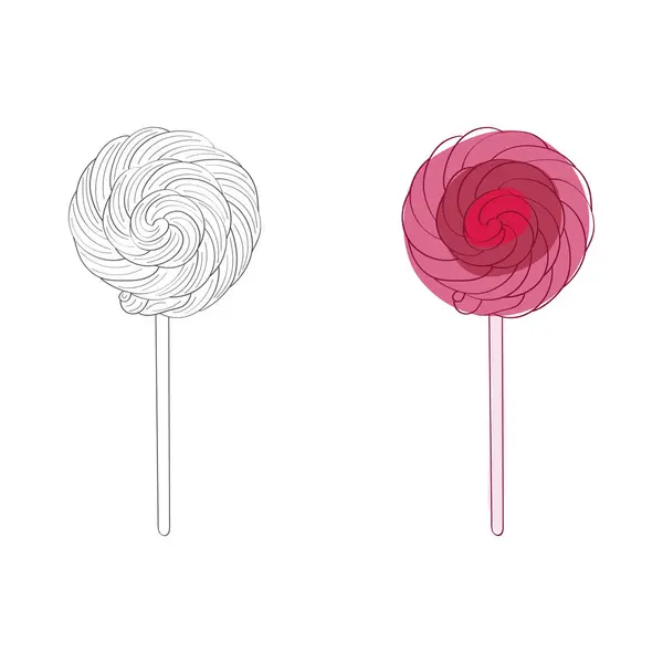 Two Colorful Lollipops Stacked White Creating Playful Sweet Composition — Stock Vector