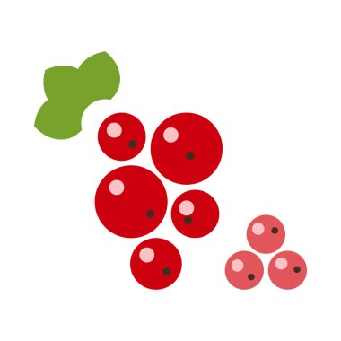 Vibrant red currants are showcased with a minimalistic line icon design. The fruit is depicted in clusters, highlighting their round shape and green leaves.