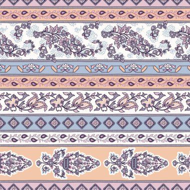 Etnik çiçek süsü sınır deseni tasarımı