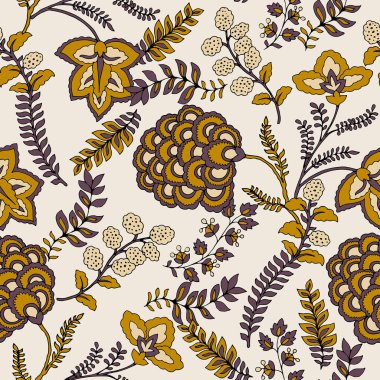 Hint süsleme ile etnik sorunsuz çiçek desenli.