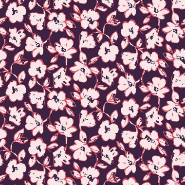 Moda baskıları, grafikler, arka planlar ve el sanatları için çiçek desensiz arkaplan