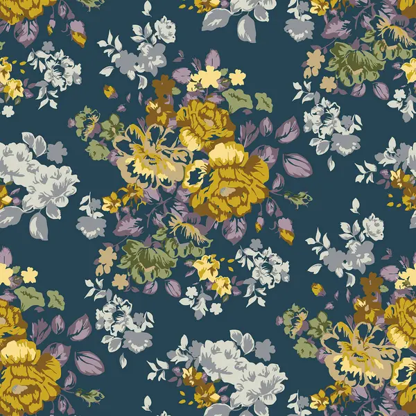 Şakayık ve gül çiçekleriyle kusursuz desen.