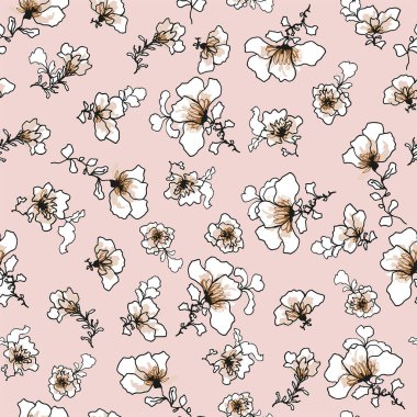 Orkide çiçekli, dikişsiz desen.