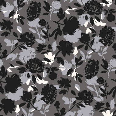 Taze gül çiçekleri ve yapraklarla kusursuz desen.