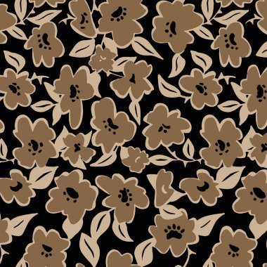 Elle çizilmiş tropikal çiçeksiz desen.