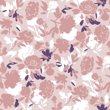 Taze gül çiçekleri ve yapraklarla kusursuz desen.