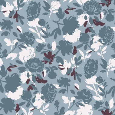 Taze gül çiçekleri ve yapraklarla kusursuz desen.