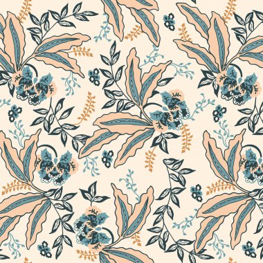 Etnik çiçekler desenli motifler pürüzsüz desenler.