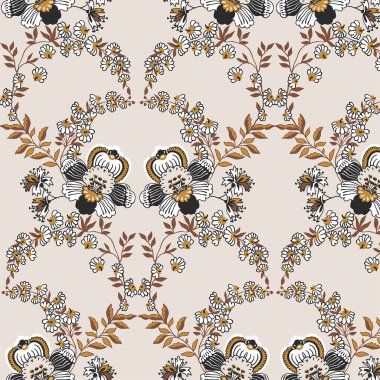 Etnik çiçeksiz batik tarzı arka plan.