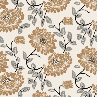 Geleneksel Hint tarzında etnik desenli çiçek deseni