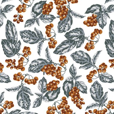 Üzüm ve dallarla kusursuz meyve deseni.