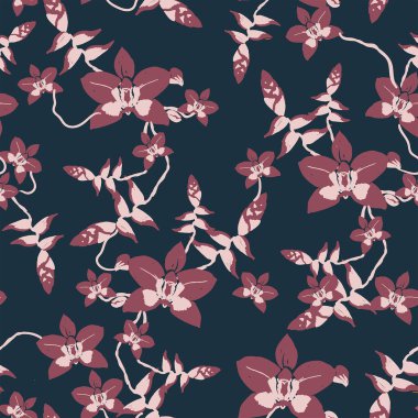 Güzel orkide yaz çiçekli, dikişsiz desen.