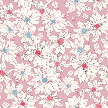 El çizimi yaz nilüfer çiçeği desenleri.