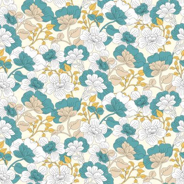 Beyaz bir arka planda kusursuz çiçek deseni.