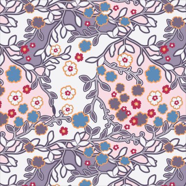 Etnik geometrik yaz bağbozumu çiçek deseni.