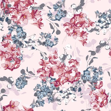 Renkli ve nazik çiçek açan bahçe buketi pürüzsüz desen