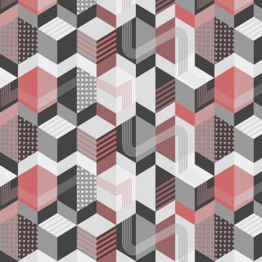 Geometrik 3D küpler soyut, pürüzsüz desen arkaplanı.