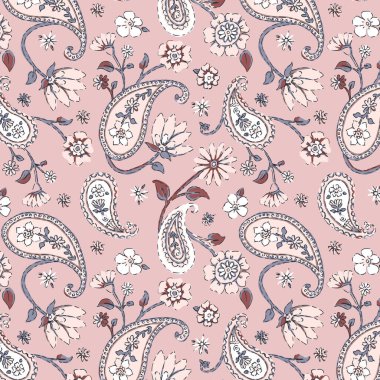 Etnik desenli suluboya batik çiçek desenli arka plan.