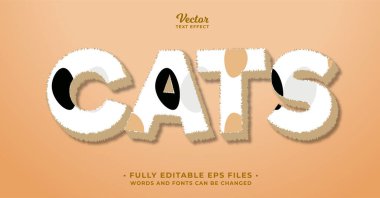Kedi kürkü metni efekti düzenlenebilir. sözcükler ve yazı tipleri değiştirilebilir